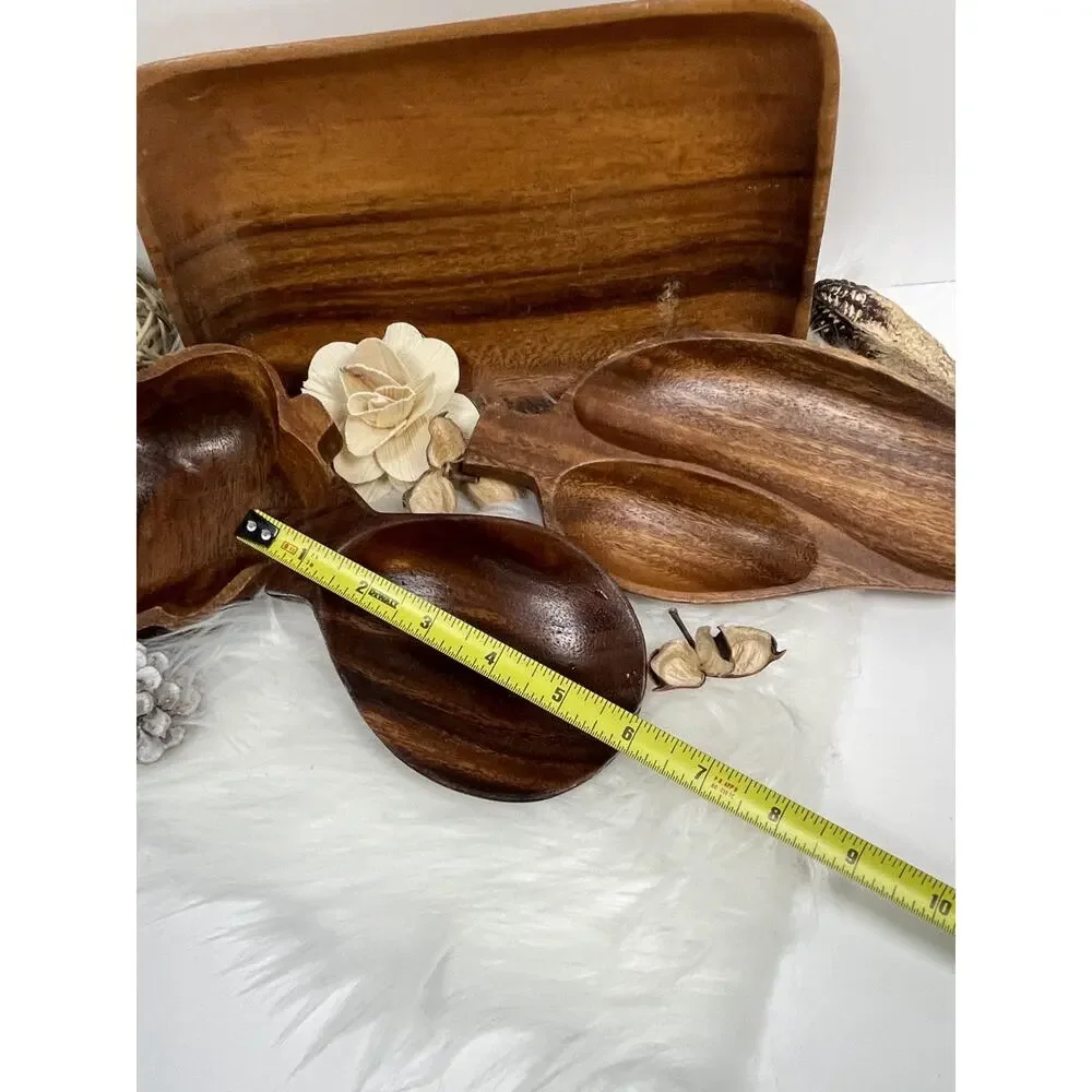Lot of Vintage Monkey Pod Wood Serving Pieces